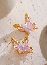 Load image into Gallery viewer, Dahria Limited Edition Purple Resin Butterfly Earrings -Handcrafted