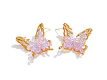 Load image into Gallery viewer, Dahria Limited Edition Purple Resin Butterfly Earrings -Handcrafted