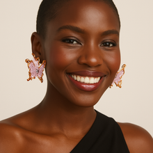 Load image into Gallery viewer, Dahria Limited Edition Purple Resin Butterfly Earrings -Handcrafted
