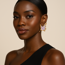 Load image into Gallery viewer, Dahria Limited Edition Purple Resin Butterfly Earrings -Handcrafted