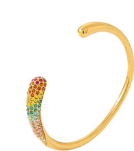 Load image into Gallery viewer, Landa Gold Cuff Bracelet Rainbow Gemstone-studded gold bracelet