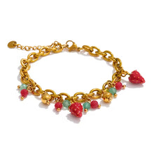 Load image into Gallery viewer, Fresa Joy Bracelet – Strawberry Gold Charm Bracelet