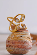 Load image into Gallery viewer, Alexis Gold Plated Four-petal Cubic Zirconia ring