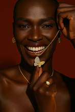 Load image into Gallery viewer, Sally 18K Gold Geometric Necklace Mother of Pearl Butterfly- Modern Minimalist Jewelry