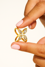 Load image into Gallery viewer, Alexis Gold Plated Four-petal Cubic Zirconia ring