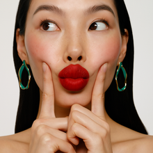 Load image into Gallery viewer, Amor Set Forest Green  Triangular  Earring Hoops