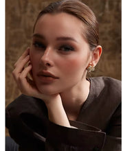 Load image into Gallery viewer, Monis Cubic Zirconia Flower Golden Stud Earrings: