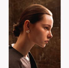 Load image into Gallery viewer, Monis Cubic Zirconia Flower Golden Stud Earrings: