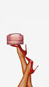 (Pre-order) Salmon Cherry Blossom Embossed Vegan Leather Double-Purse Crossbody Bag