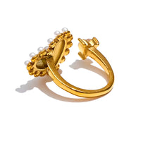 Load image into Gallery viewer, Sayu Pearl Gold Plated Ring  with adjustable opening