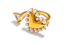 Load image into Gallery viewer, Sayu Pearl Gold Plated Ring  with adjustable opening