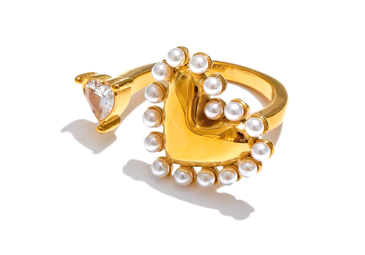 Sayu Pearl Gold Plated Ring  with adjustable opening