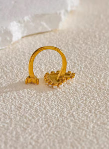 Sayu Pearl Gold Plated Ring  with adjustable opening