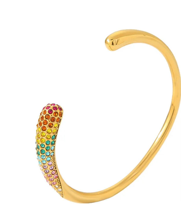 Landa Gold Cuff Bracelet Multicolour Bracelet - Nature Inspired Elegant Jewelry