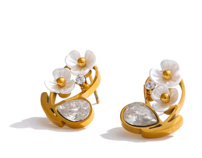 Li Blooming Embellished Stud Wing Earring
