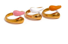 Load image into Gallery viewer, Lora Gold Plated Ring Orange handpainted with adjustable opening