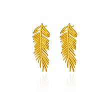 Load image into Gallery viewer, Ceci Leaf Irregular Drop Earrings 14K Gold - Autumn Style Statement Jewelry