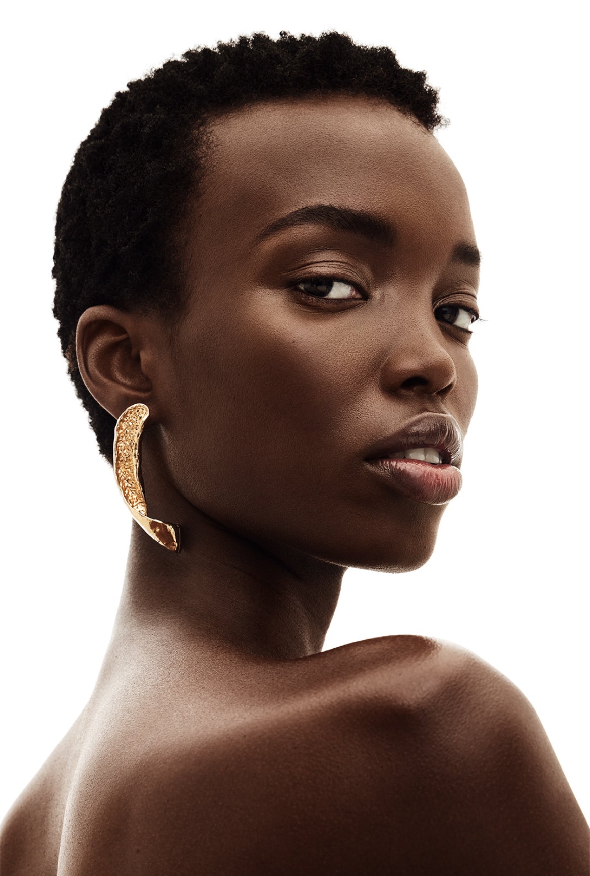Milia Golden Leaf of Africa Asymmetrical Statement Earrings