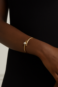 Ady Gold Double Layer Freshwater Pearl Geometric Bracelet - Nature Inspired Elegant Jewelry