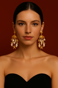 Maude Sea Shells Drop Dangle Earrings - Beach Style Statement Jewelry