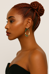 Amor Set Forest Green  Triangular  Earring Hoops