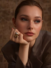 Charger l&#39;image dans la galerie, Ring Aisha – 18K Gold-Plated Stainless Steel Adjustable Ring with Water Drop Pearl