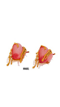 Charger l&#39;image dans la galerie, Kejie Stainless Steel Cast Sweet Pink Resin Heart Stud Earrings