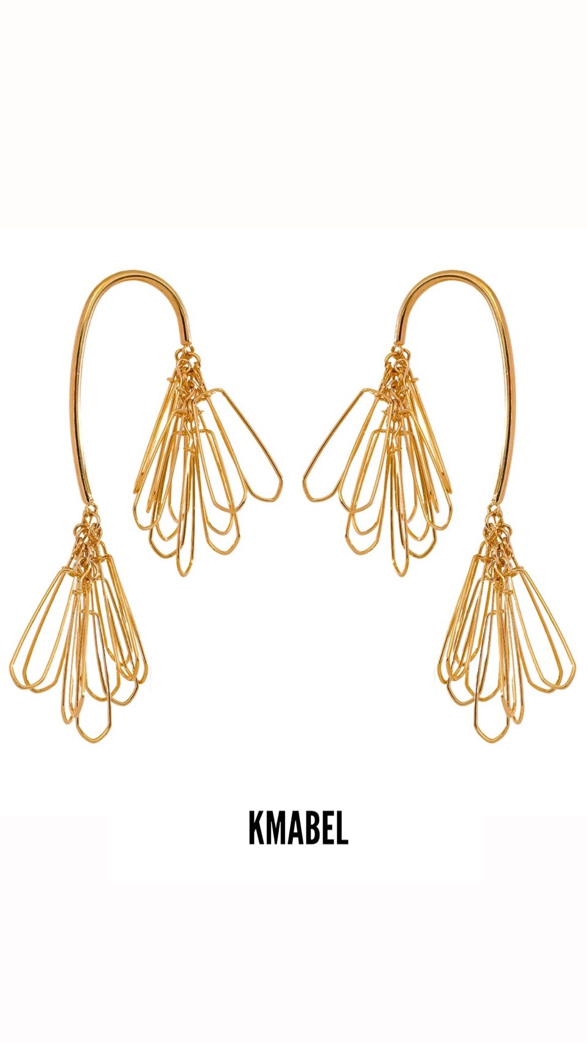 Meeire Large long Dangle Gold Earrings
