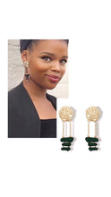 Load image into Gallery viewer, Luna Black and Gold Statement Earrings