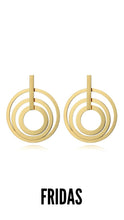 Load image into Gallery viewer, Kahlos Gold Tripled Round Pendant Earrings