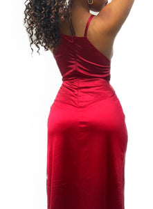 Beenouch Red Satin Twist Front Wrap Dress