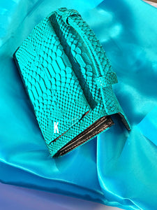 (Pre-order)Blue Embossed Vegan  Leather Double-Purse Crossbody Bag