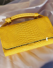 Load image into Gallery viewer, (Pre-order) Yellow Embossed Vegan Leather Double-Purse Crossbody Bag