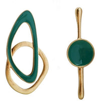 Charger l&#39;image dans la galerie, Mairhea Asymmetrical Gold Turquoise Green Toned Earrings (Lead/Nickel -Free)