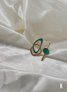 Mairhea Asymmetrical Gold Turquoise Green Toned Earrings (Lead/Nickel -Free)