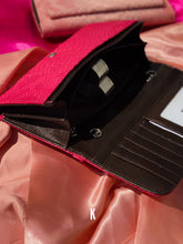 Charger l&#39;image dans la galerie, (Pre-order)Bright Pink  Embossed Vegan Leather Double-Purse Crossbody Bag