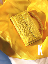 Load image into Gallery viewer, (Pre-order) Yellow Embossed Vegan Leather Double-Purse Crossbody Bag