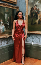 Charger l&#39;image dans la galerie, Beenouch Red Satin Twist Front Wrap Dress