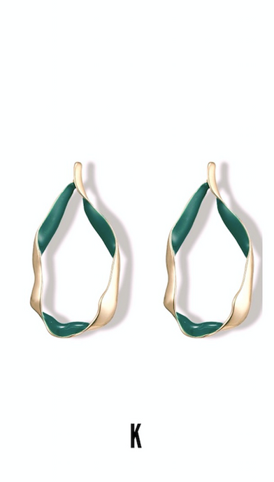 Amor Set Forest Green Twisted Hoops