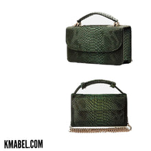 Load image into Gallery viewer, Macro Green (Pre-order)  Embossed Vegan Leather Double-Purse Cross Body Bag