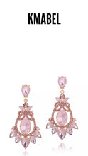 Load image into Gallery viewer, Petra  Pink Rhinestone Bridal/Occasion Earrings