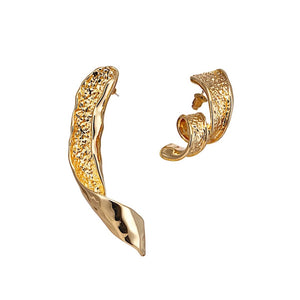 Milia Asymmetrical leaf Gold Statement Earrings