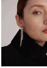 Load image into Gallery viewer, Fatima Long Tassel Diamond Drop Earrings