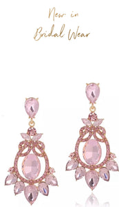 Petra  Pink Rhinestone Bridal/Occasion Earrings