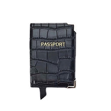 Charger l&#39;image dans la galerie, (Made-to-order) Black Embossed Vegan Leather Passport Cover
