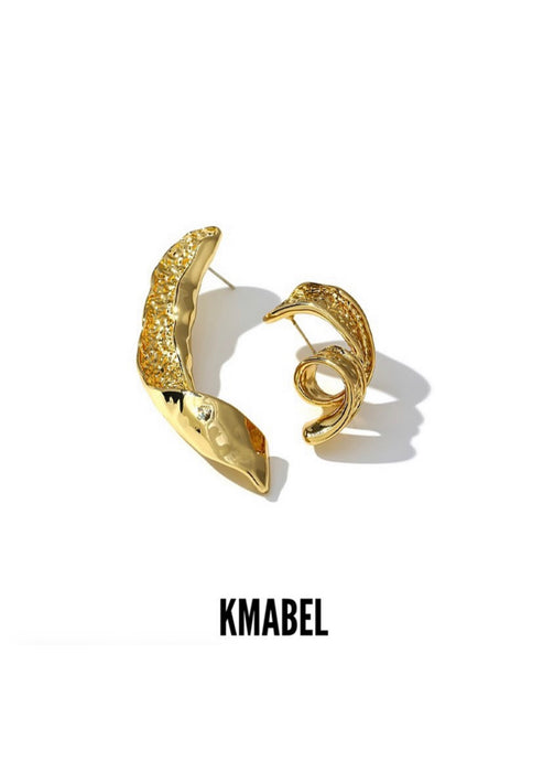 Milia Asymmetrical leaf Gold Statement Earrings