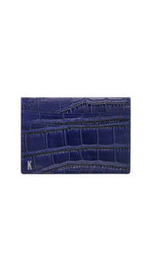 (Made-to-order) Navy Croc Embossed Vegan Leather Card Case