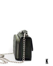 Load image into Gallery viewer, Macro Green (Pre-order)  Embossed Vegan Leather Double-Purse Cross Body Bag