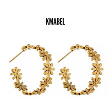 Charger l&#39;image dans la galerie, Stacey Gold Plated Flower Stud Hoop Earrings