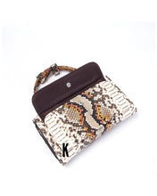Load image into Gallery viewer, Python Yellow Embossed Vegan Leather Double-Purse Crossbody Bag